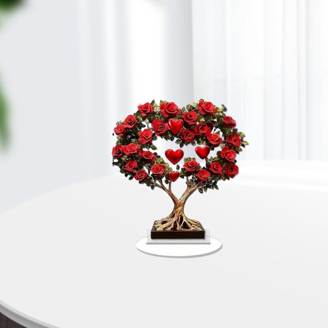 Flor 2D acrílico Ornamento de flor de la flor de arte visualización de escritorio con centro de mesa de base para estantería, decoración del Estilo B