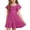 Hot Pink, variant on Ruyang Girls Short Sleeve Dress Square Neck Pleated Swing Dresses Teen Kids Solid Summer Elegant Cute Short Smocked Dresses