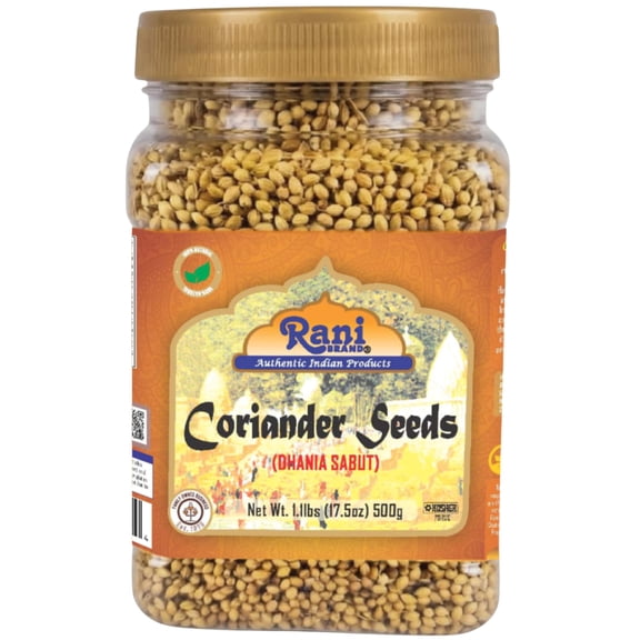 Rani Coriander (Dhania) Seeds Whole, Indian Spice 17.5oz (1.1lbs) 500g PET Jar ~ All Natural | Gluten Friendly | NON-GMO | Vegan | Indian Origin