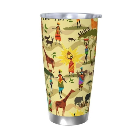 

Gaeub Ethnic African Print 20-Ounce Stainless Steel Car Cup Tumblers Cups with Lids and Straw Coffee Cups for Adults Kids Home Car Office School Travel Party-Without Straw