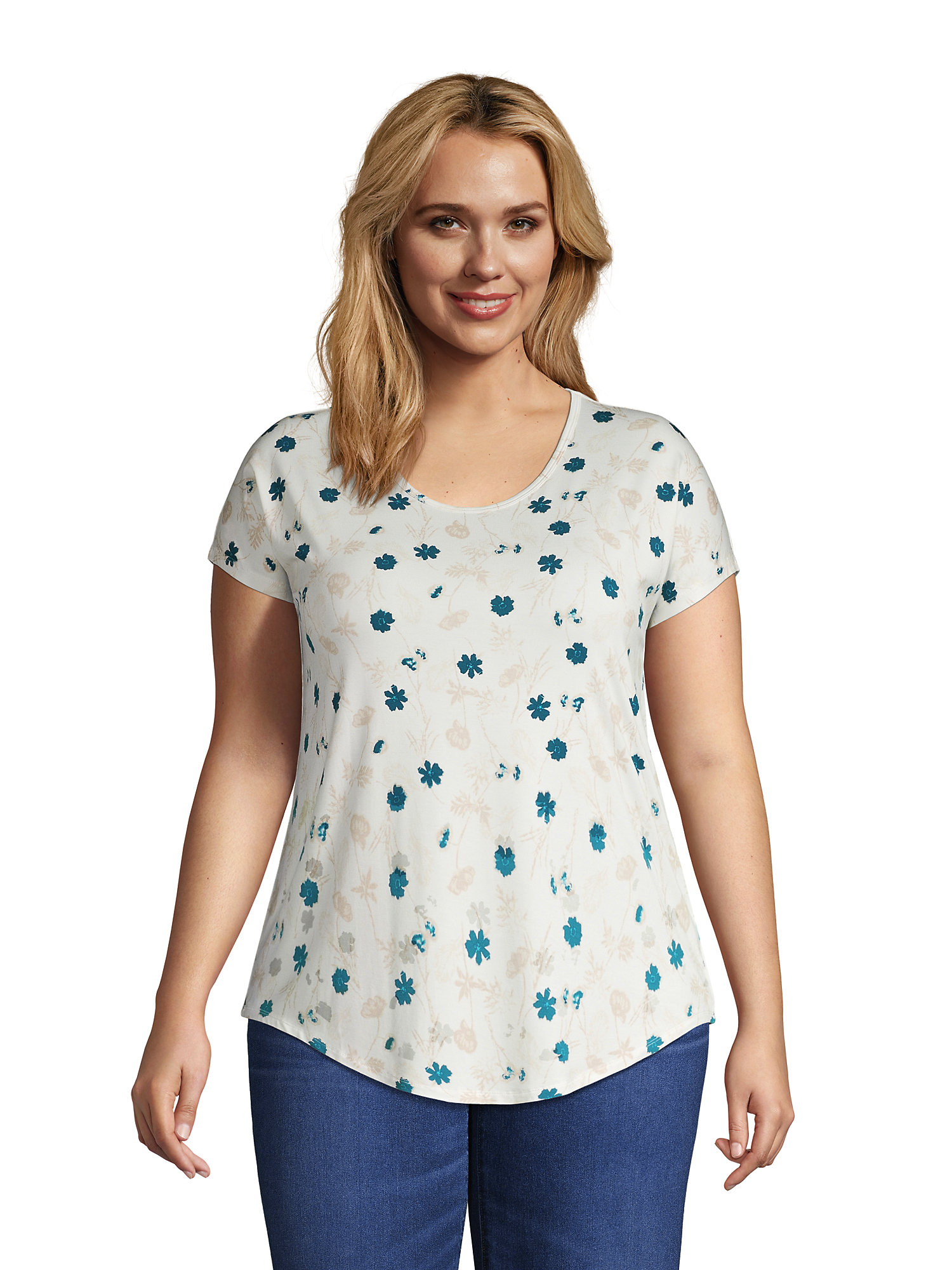 Lands' End Women's Plus Size Uneck Jersey Tshirt