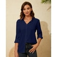 thumbnail image 2 of SPRING SEAON Womens Button Down Shirt Long Sleeve Classic Collared Tops Work Office Casual Chiffon Blouse, 2 of 5