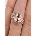 thumbnail image 2 of Limited Time Sale 2 Carat Morganite And Diamond Moissnaite Trio Wedding Bridal Ring Set In 10K Rose Gold, One Engagement Ring & 2 Wedding Bands, Promise Ring, Anniversary Ring, 2 of 2