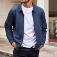 thumbnail image 5 of Faux Suede Zip Bomber Jacket Men Turn‑Down Collar Side Pockets Classic Casual Coat for Fall Winter Business Casual Daily Wear, 5 of 5