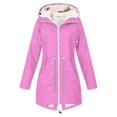 thumbnail image 2 of CFLVAEK Long Rain Jackets for Women Waterproof Fleece Lined Windbreaker with Hood Zip Up Adjustable Rain Coat for Outdoor Hiking Pink XL, 2 of 5