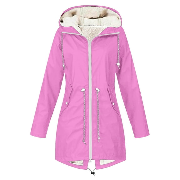 Caywon Women's Outdoor Waterproof Jacket Hooded Coat with Pockets Long-Sleeve Hooded Casual Jacket Suitable for Outdoor Activities Functional