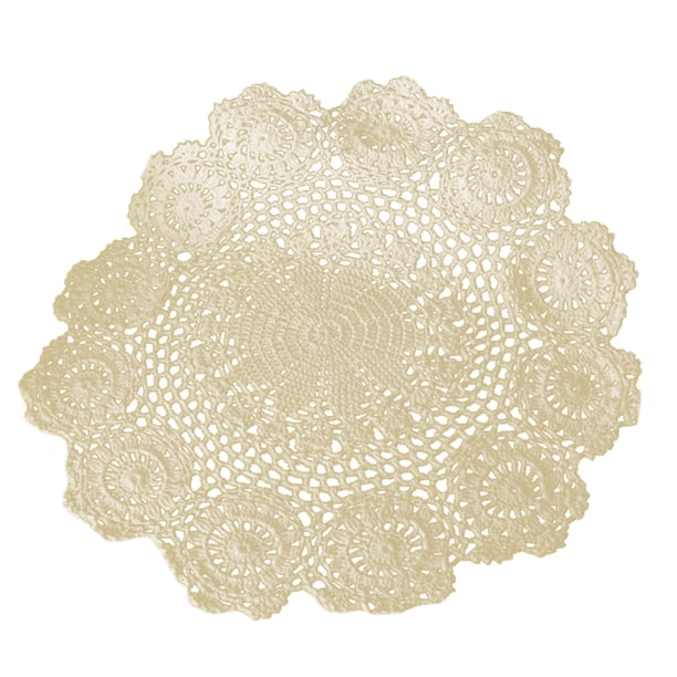 Wosthever Mantel Individual para mesas de comedor, artesanía de ganchillo, cojín de comida, mantel de con patrón de flores y aislamiento Mostrada beige