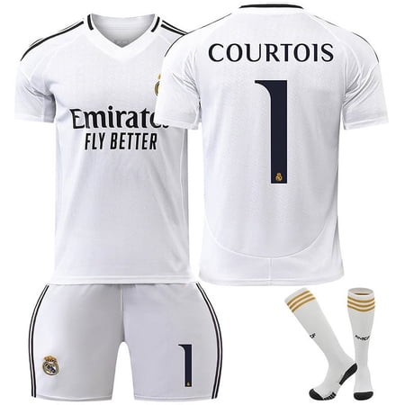 Angsen 2024-2025 Season Soccer Jerseys for Kids Boys & Girls Number # 1 Courtois Printed Jersey Soccer Youth Practice Outfits Football Training Uniforms