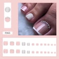 thumbnail image 3 of SUODUI Toenails Square Short Full Cover Toenails 24PCS Simple French White Edge Rhinestone Toe Nails Nails With Glue Sticker And Nails File False Gel Toes Nails Tips Sets 1ml Nail Product, 3 of 6