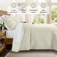 thumbnail image 6 of IR Imperial Rooms 3-Piece Linen Quilt Set, Ultrasonic Chevron Pattern Bedspread Soft Lightweight Coverlet, Queen, Ivory, 6 of 10
