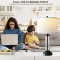 thumbnail image 6 of Modern Style Touch Control Table Lamps Set of 2 with 2 USB Charging Ports, For Living Room Bedroom Home Office,LED Bulb Include,22 * 11.8 * 11.8 Inch, 6 of 7