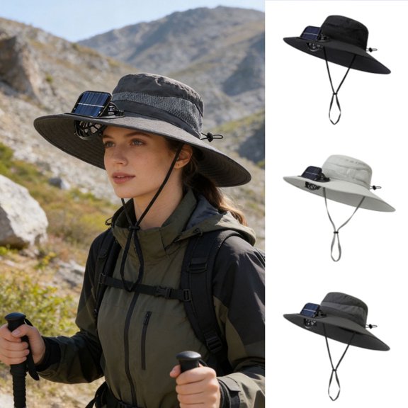 Solar Sun Hat for Men and Women, Wide Brim UV Protection Fishing Hat with Adjustable for Beach, Hiking, and Outdoor Work