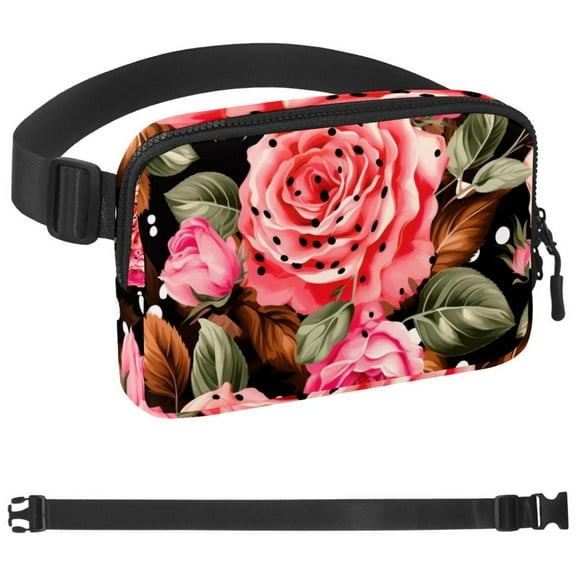 Rose Leopard Crossbody Fanny Pack, Gifts for Enjoy Sports Festival Workout Traveling Running Casual Hands-Free Wallets Waist Pack Phone Bag
