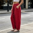 thumbnail image 5 of Sevevn Women’s Pre-Shrunk Linen-Look Loose Fit Harem Pants Elastic Waist Casual Ankle Trousers with Side Pockets, 5 of 7