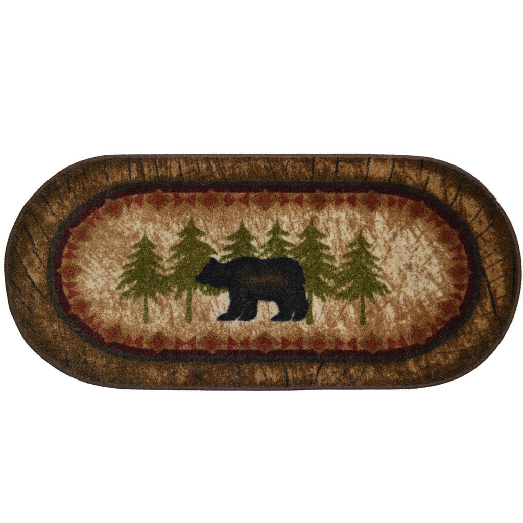 Rug Empire Cozy Cabin Birch Bear Nylon Washable Lodge Rug