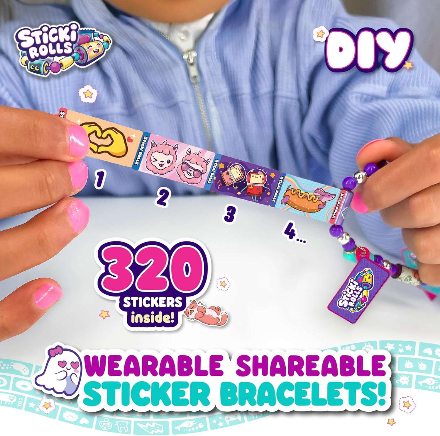 Sticki Rolls Sticki Station Set (320 Stickers Inside, Wearable, Shareable Sticker Jewelry!)