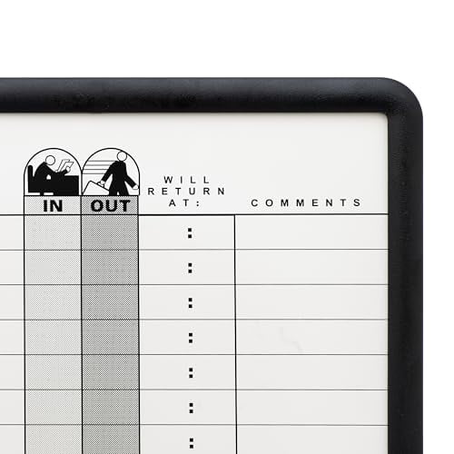 Quartet In/Out Board, 11" x 14", DuraMax Porcelain, In and Out Board, 18 Names, Classic Gray, Black Frame (750)