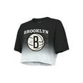 thumbnail image 2 of Women's Majestic Threads Black/White Brooklyn Nets Repeat Dip-Dye Cropped T-Shirt, 2 of 3