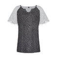 thumbnail image 4 of Mujeres Tops Casual verano encaje manga corta Split cuello túnica impresa camisetas camisetas Tops OAVQHLG3B Store lin121212, 4 of 5