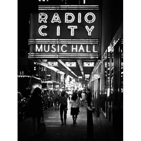 Urban Scene, Radio City Music Hall by Night, Manhattan, Times Square, New York, White Frame Print Wall Art By Philippe Hugonnard