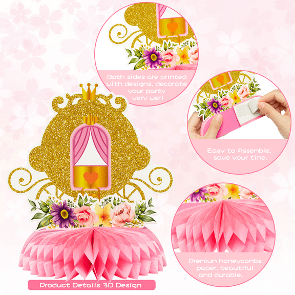 MALLMALL6 Floral Princess Honeycomb Centerpieces for Party 12 Count