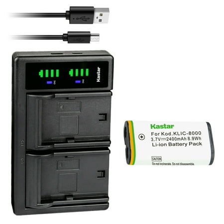 Image of Kastar 1-Pack KLIC-8000 Battery and LTD2 USB Charger Replacement for Kodak Z885 Z1012 IS Z1015 IS Z1085 IS Z1485 IS Z612 IS Z712 IS Z812 IS Z8612 IS Pocket Video Camera ZX1 Digital Camera