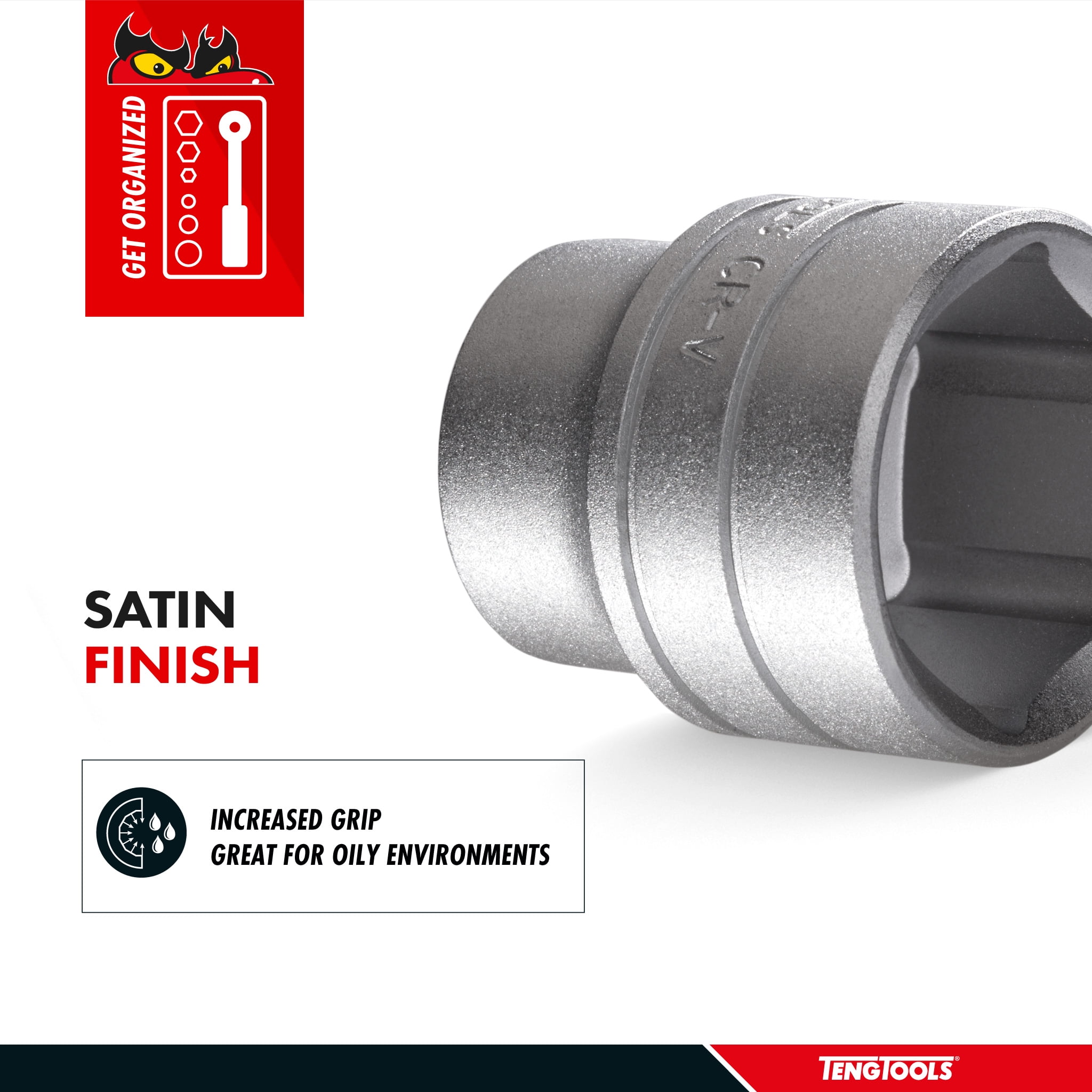Teng Tools 27mm 1/2 Inch Drive 6-Point Shallow Impact Socket | Chrome Molybdenum Steel | 920527N