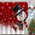 thumbnail image 4 of Christmas Shower Curtain for Bathroom Set, Snowman Snowflake Xmas New Year Winter Snow Red Holiday Cloth Fabric Shower Curtains Decor Polyester Waterproof Set with 12 Hooks, 72x72 inches, 4 of 6