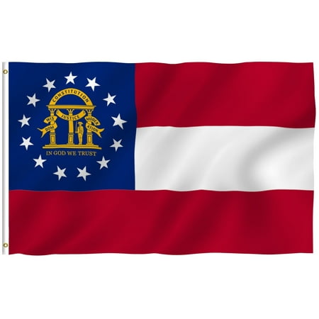 - G128 Georgia State Flag 150D Quality Polyester 3x5 ft Printed Brass Grommets Flag Indoor/Outdoor - Much Thicker and More Durable than 100D and 75D Polyester