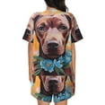 thumbnail image 6 of Fotbe Painted Flower Puppy Print Pajama Set for Women 2 Piece Loungewear Short Sleeve Tops and Shorts Set Soft Sleepwear-, 6 of 7