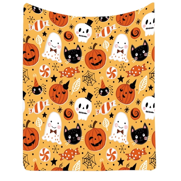 Blanket, New Flannel Halloween Cute White Ghost Festival Shawl Blanket Nap Blanket 100 And 130, Halloween Blanket