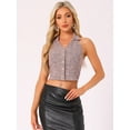 thumbnail image 4 of DARING DIVA Women's Tweed Sleeveless Vest Halter Neck Casual Waistcoat M Pink, 4 of 6