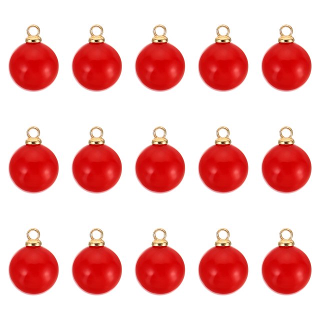 Unique Bargains Pendentifs Perles Fausses 10mm, Lot de 150 Perles Rondes Imitation Perles, Rouge Doré
