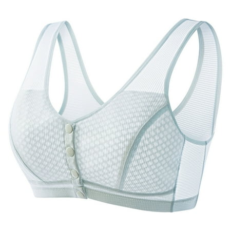 Gnurob Women Racerback Sports Bra Wireless Padded Bralette Plus Size Full Support Underwear Non Underwire Seamless Bras Lightly Breathable Bralettes Clearance Saving Light Blue 80B