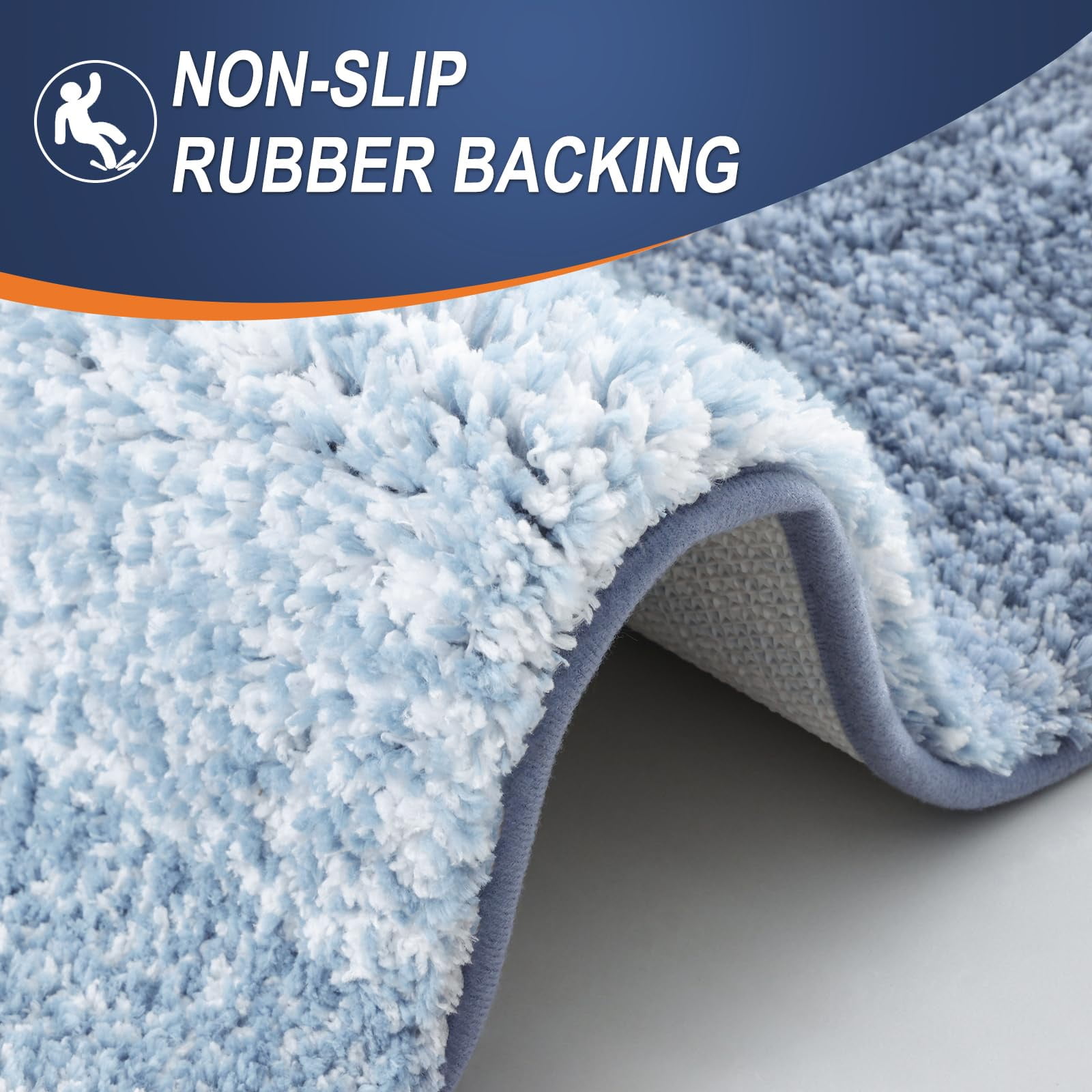 Buganda Bathroom Rugs Sets 2 Pieces, Soft Absorbent Microfiber Bath Mat And U-Shaped Contour Toilet Rug, Non-Slip Washable Bath Rugs (30"x20"+24"x20", Blue)