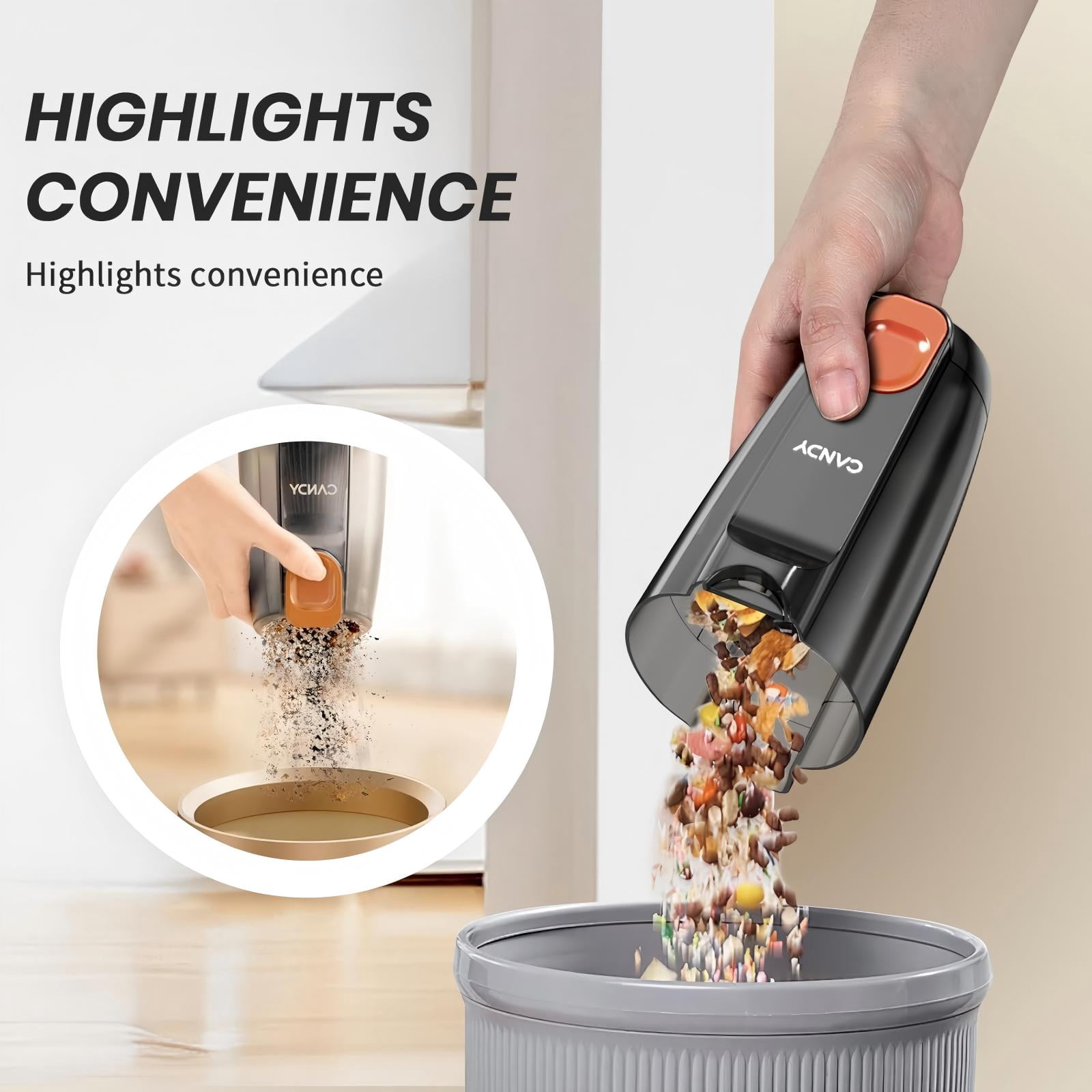 Candy® Corded Stick Vacuum Cleaner, 3-in-1 Handheld Vacuum with Powerful Suction, One-Click Dust Disposal, 0.8L Large Capacity, for Hard Floors & Ceramic Tile, Easy Clean
