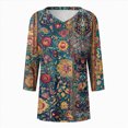 thumbnail image 5 of Towmus Blouses for Women Henley 3/4 Sleeve Shirts Dressy Casual Fall Tops Work Blouses, 5 of 5