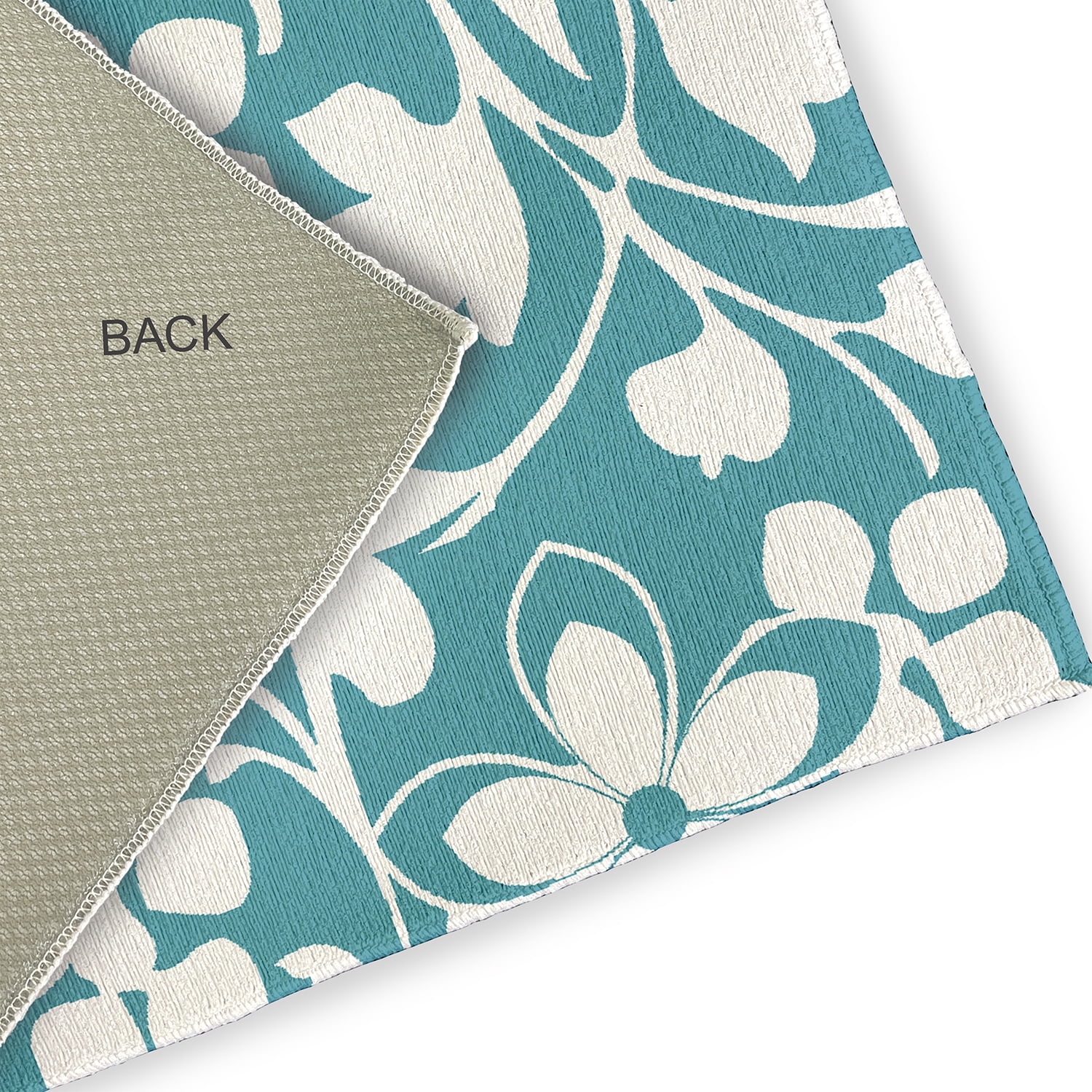 Simply Daisy 5' Round Turquoise Evelyn Spring Chenille Indoor/Outdoor Rug