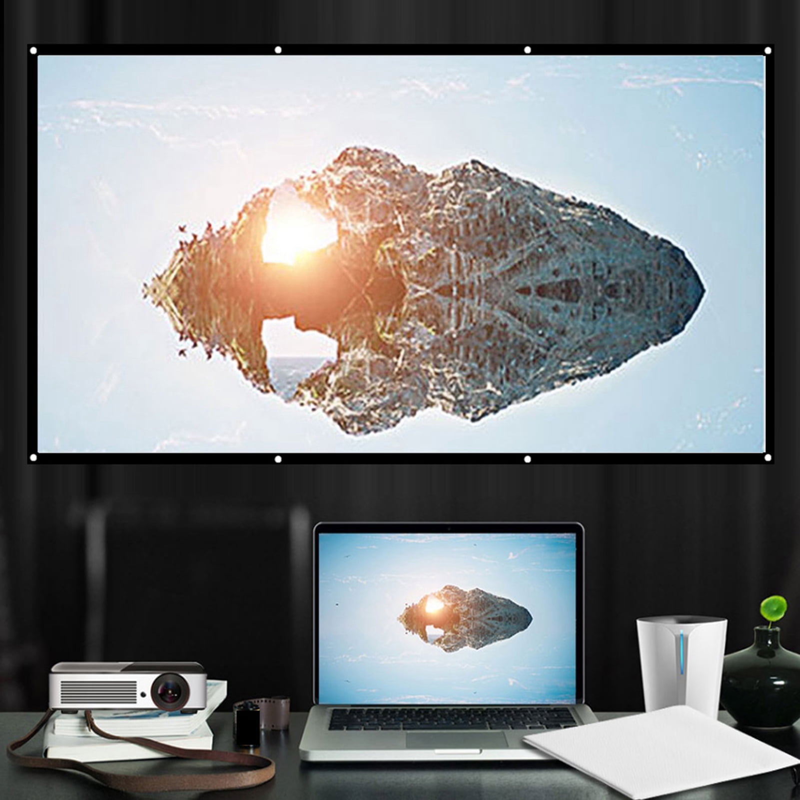 Projector Screen Portable Aazon.co: Projector Screen Outdoor 2 Side ...