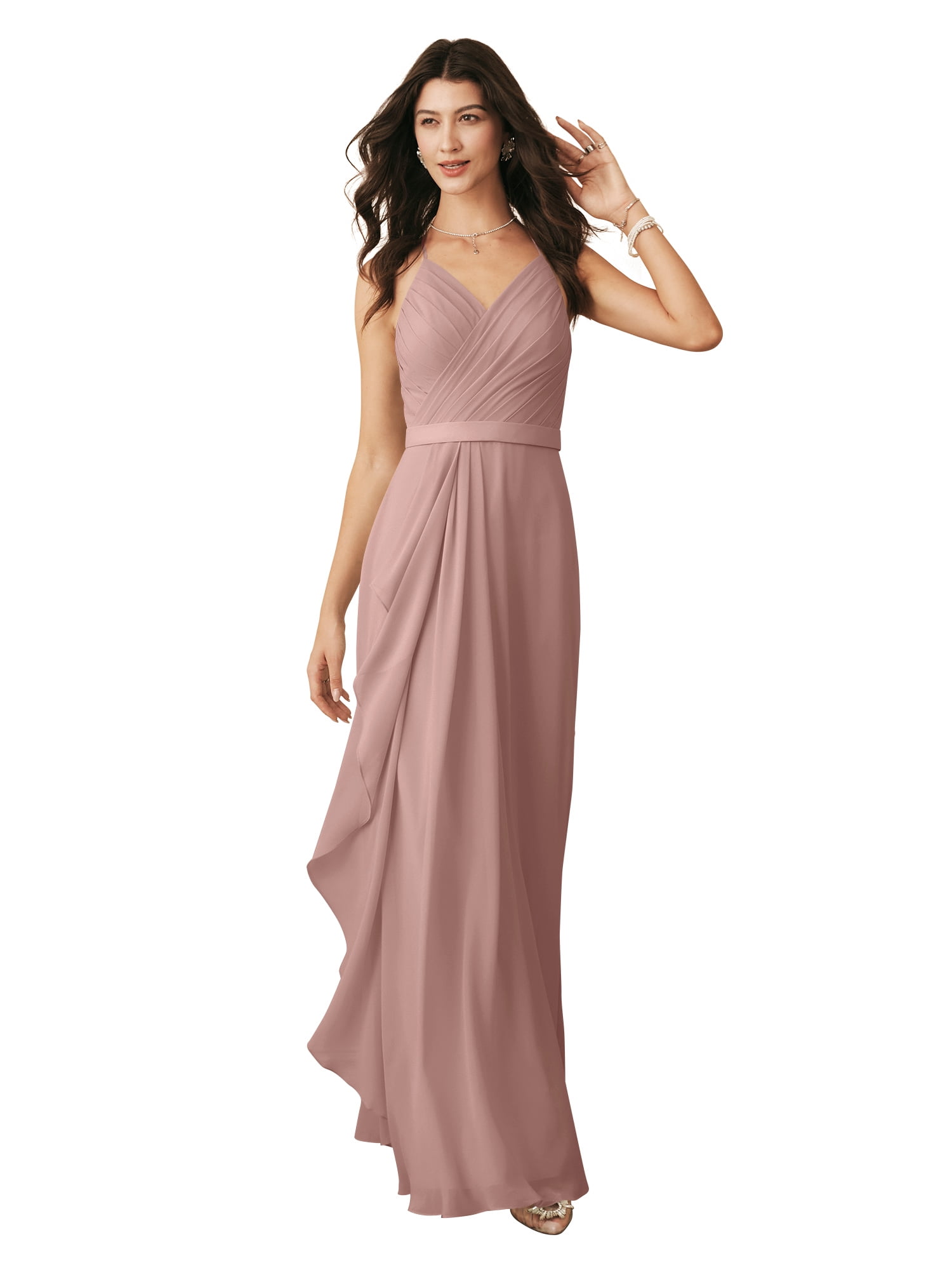 Alicepub V-Neck Chiffon Dusty Rose Bridesmaid Puerto Rico | Ubuy