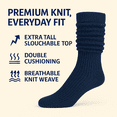 thumbnail image 5 of Women’s Cotton Slouch Socks Extra Long Scrunch Knee-High Boot Socks 1 Pair - Navy, 5 of 9