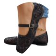 thumbnail image 3 of Women's Elegant Square Toe Embroidered Strappy Flat Pumps Single Ankle Strap Soft Sole Lightweight Breathable Non Slip Comfortable Casual Shoes For Everyday Wear Black 37, 3 of 7