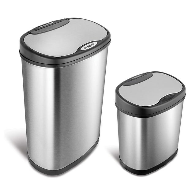 NINESTARS Poubelles à Capteur de Mouvement en Acier Inoxydable 13,2 Gallons & 3,2 Gallons