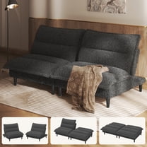 HOMSHADE Futon Sofa Bed, 4 in 1 Convertible Sofa with Adjustable Backrest, 71" Teddy Plush Fabric Loveseat Sleeper Couch for Living Room, Apartment, Office, Gray