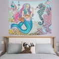 thumbnail image 2 of GZHJMY Tapestry Cartoon Mermaid Gold Fish Seahourse Tapestry Wall Hanging Decorative Wall&nbsp;Blanket&nbsp;Bedding Tapestry for Bedroom Living Room Dorm 60"x40" Gift Decor, 2 of 7