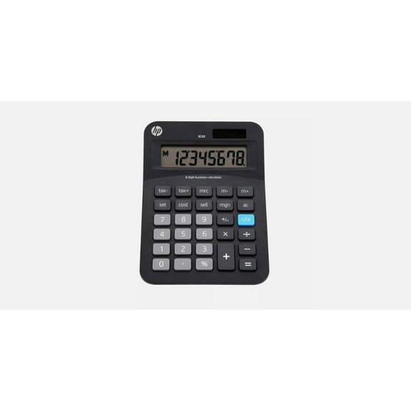 HP 8-Digit Solar Powered Desktop Calculator, Dual Power Solar & Battery, LCD Display, Plastic Keypad