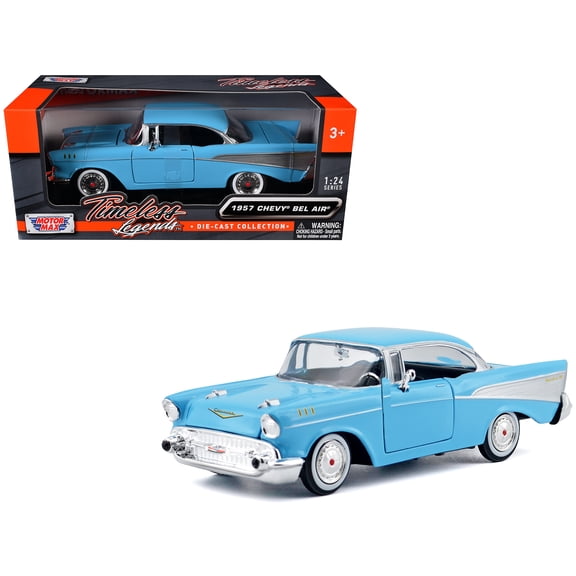 1957 Chevrolet Bel Air Light Blue "Timeless Legends" Series 1/24 Diecast Model Car by Motormax