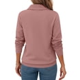 thumbnail image 4 of Women Casual Long Sleeve Pullover Top Asymmetric Zipper Turtleneck Loose Fit Solid Color Soft Warm Daily Wear Fashion Ladies Sweatshirt Light pink XL, 4 of 6