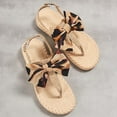 thumbnail image 6 of WIZUTIZ Thong Sandals for Women Beach Womens Sandals Soft Comfortable Stretchy Bow Tie Sandals Pull-On Shoes Low Heel (1"-2") Wide Leopard Animal Print Sandals for Ladies Holiday Brown, 6 of 6