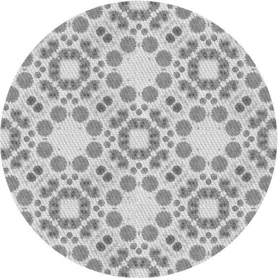 Ahgly Company Machine Washable Indoor Round Transitional Gunmetal Gray Area Rugs, 4' Round